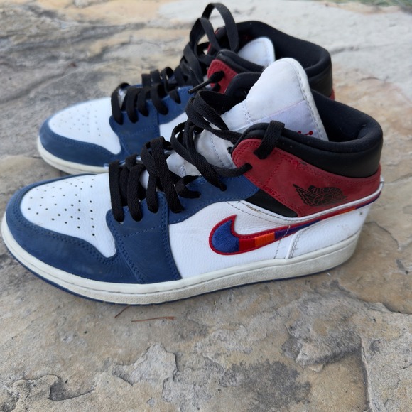 Nike Air Jordan Other - Nike Air Jordan 1 Mid SE Multi-Color Swoosh Men 7.5 Blue Red White 852542-146
